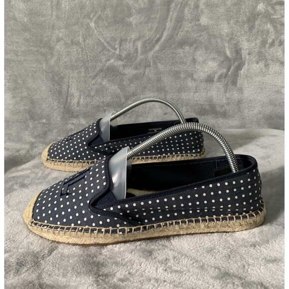 Lauren Ralph Lauren Womens Shoes Sz 9B Navy Polka Dot Destini Canvas Espadrille - Picture 2 of 16